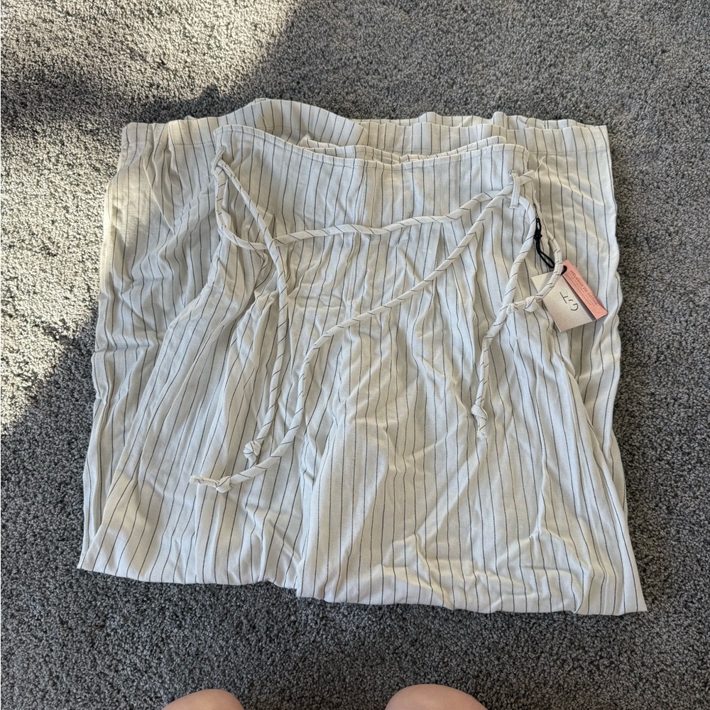 Happily Grey White/Striped Wide Leg Pants